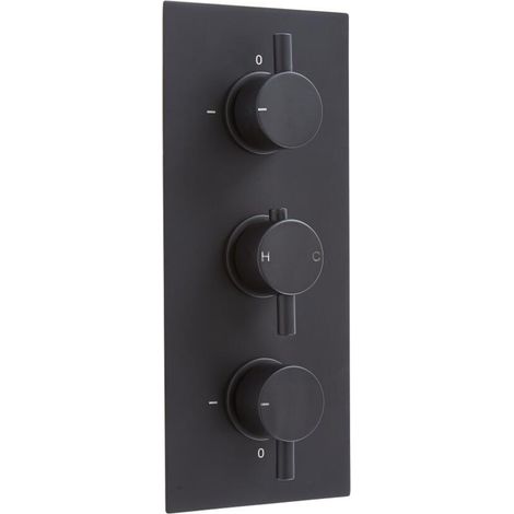 Milano Nero 3 Outlet Triple Diverter Thermostatic Concealed Mixer Shower Valve - Black (1/3)