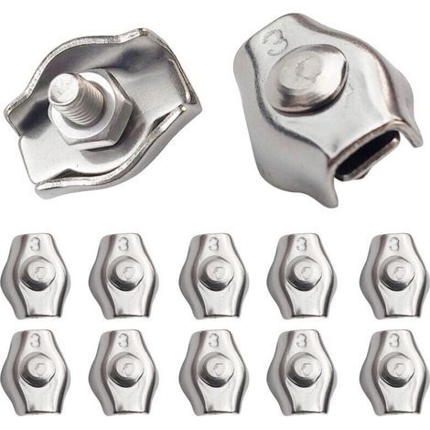 Pair 20 Pièces Pince câble métallique Serre-Câble Acier M3 Wire Rope Clips Pour Câble d’Acier 1,5mm-3 mm Serre Cable en Acier Inoxydable Pour Les Chantiers de Construction et Les Navires (1/5)