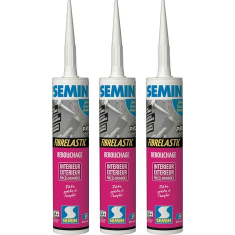 Semin – Enduit de rebouchage élastique pour fissures mouvantes – Cartouche 310 ml – Prêt à l'emploi pour intérieur/extérieur – Lot de 3 (1/5)