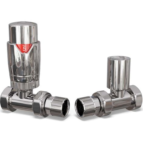 Talus Flair - Chrome Thermostatic Radiator Valve & Lockshield Straight 10mm