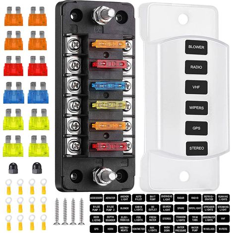 BoîTe à Fusibles Lame de Bloc Fusible 6 Voies avec Bus NéGatif - ATC/ATO pour Bateau Yacht VéHicule Auto RV Voiture Remorque Camion SUV (1/5)