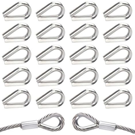 40 Pièces M5 Cosses de Câble Métallique en Acier Inoxydable 304 Cosse Coeur pour Cable Acier pour Câble Métallique 5mm (1/5)