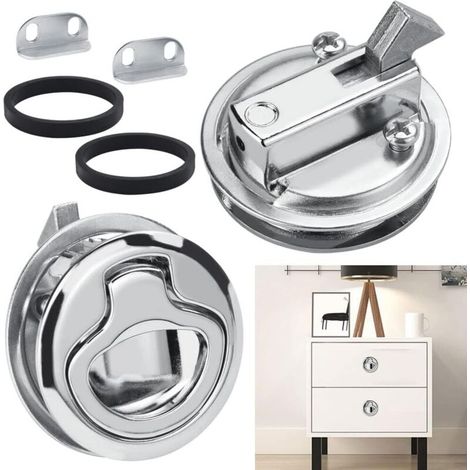 2 Pièces Loquet de Trappe Affleurant en Alliage de Zinc Loquet de Trappe Bateau Loquet de Traction pour Bateau Serrure de Loquet de Trappe Affleurante pour Meubles, Tiroirs, Armoires, Portes