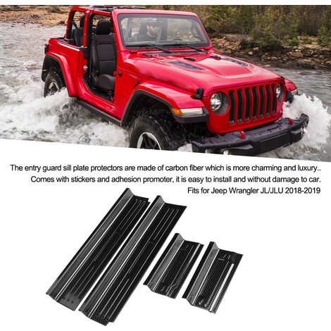 Seuil de porte extérieur en fibre de carbone avec protection de pédale, compatible Jeep Wrangler JL/JLU 18-19 (1/5)