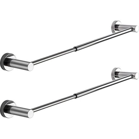 Lot de 2 porte-serviettes chromés polis, réglables et rétractables, pour salle de bain, hauteur 38,6 à 70,6 cm.-AquaForge (1/5)