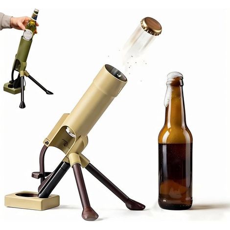 Ouvre-bouteille tactique en forme de mortier – Ouvre-bouteille ludique – Idéal pour les bars, les bureaux et les étagères – Convient aux bouteilles Corona de 330 ml – Plastique – Couleur sable du dése (1/5)
