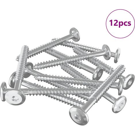 Tornillos de Madera 12 pcs Plateado M6 x 70 mm Acero vidaXL