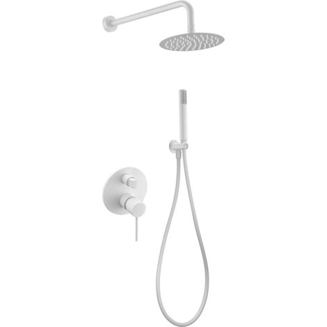 Conjunto de pared para ducha empotrada de diseño moderno en color blanco mate stick Milos de Imex