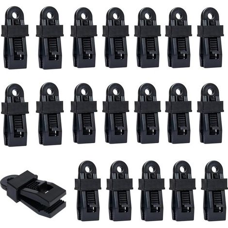 Clips de fixation pour bâches, lot de 20, clips de fixation verrouillables pour bâches, clips pour tentes, clips pour bâches, clips pour fixer les bâches de tentes (1/5)