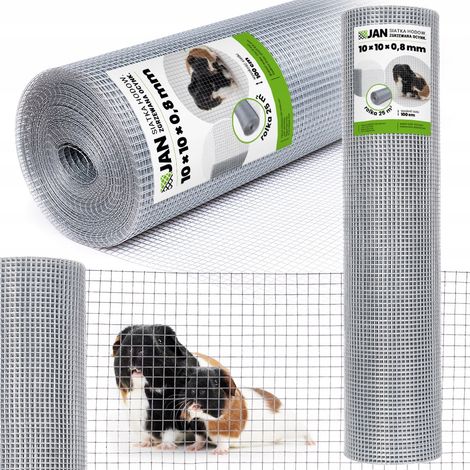 Grillage anti-rongeurs pour volières, soudé, zinc, 10 x 10 x 0,8 m, 25 m²