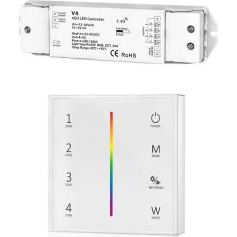 Kit Variateur Tactile RGB Sans Fil 4 Zones et Dimmer RF - SILUMEN