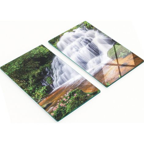 Juego de dos tablas de cocina de vidrio con dise帽o de cascada, fabricadas en Tailandia, 2 x 30 x 52 cm.