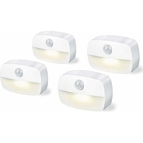 Lot de 4 lumières d'intérieur à détecteur de mouvement à piles 3 A pour placard, escaliers, couloir, cuisine, chambre à coucher(batterie non incluse)-LIAIKI (1/5)