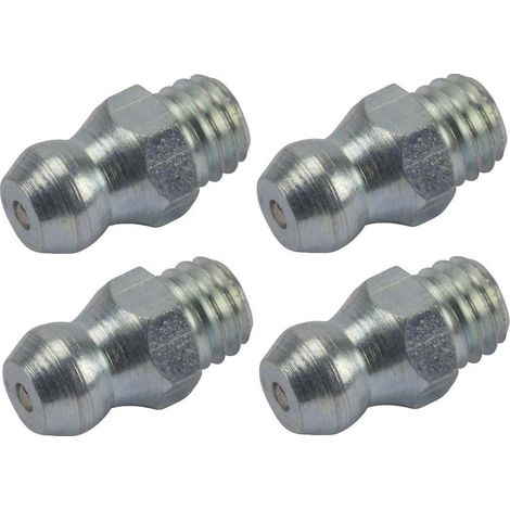 Lot de 4 graisseurs M6 angle 180° court – Embout graissage pour pompe à graisse manuelle – Accessoire entretien tracteur engin agricole