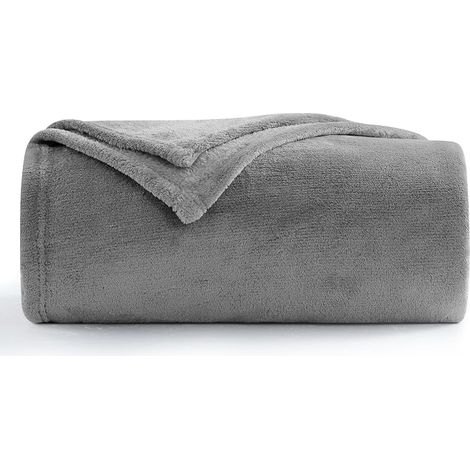 Aisbo Plaid Couverture Polaire 150x200 - Plaid Lit Jete de Canape, Couverture Canapé 150 x 200 Flanelle 1 Personne Doux et Chaud, Gris (1/5)
