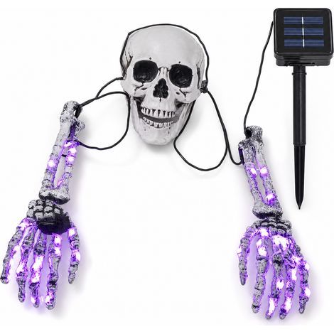 Guirlande LED Violette Halloween avec Mains et Pieds de Squelette, à Piles, Boîtier de Piles Étanche (1/5)