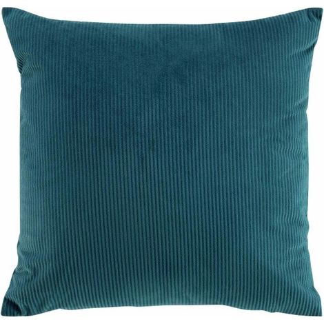 Coussin déhoussable 50 x 50 cm velours cotelé uni casual Pétrole (1/4)