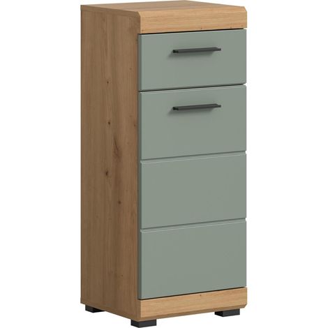 Scout Badschrank 1 Tür, 1 Schublade Salbeidekor, Eiche Dekor.