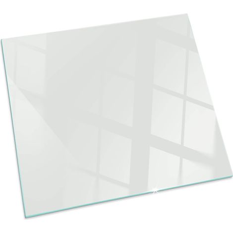 Plaque de protection en verre trempé de sol décorative imprimée sous cheminée Couleur Ivoire Carrée 60x60 cm (1/5)