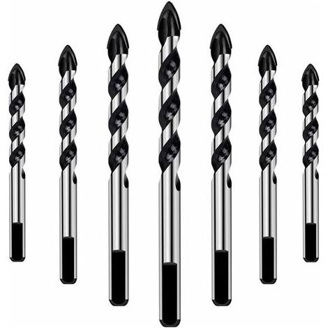 Jeu de 7 forets pour carrelage, verre, béton, pierre, brique, carrelage, céramique et miroirs (3mm 4mm 5mm 6mm 8mm 10mm 12mm) (1/4)