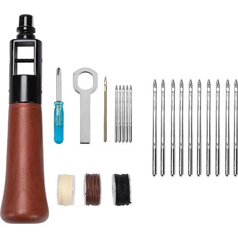 Leder Nähset mit 10 Titan-Nadeln, Handnähahle für Lederarbeiten