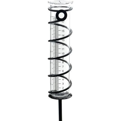 Pluviomètre extérieur en Verre, Pluviomètres en Verre avec Piquet en Métal Pluviomètre Exterieur Pluie Tube de Mesure Pluviomètre de Jardin en Verre avec échelle Claire(43cm) (1/5)