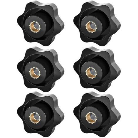 BUNTHAUS M8-Anziehknopf, Sternmutter, Rändelgewinde-Anziehknopf, M8-Anziehmutter, Sternkopf-Anziehmutternknopf, für Mechanik, Möbel, elektronische Geräte, 6er-Pack (1/5)