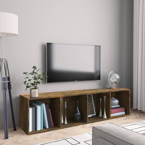 vidaXL Bibliothèque/Meuble TV Chêne fumé 143x30x36cm Bois d'ingénierie (1/5)