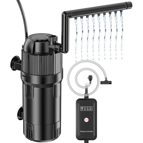 Filtre Interne pour Aquarium avec Lampe UV Stérilisateur Pompe de Filtration Silencieuse à Débit Réglable pour Eau Douce et Marine (1/5)