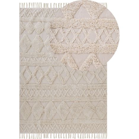 Teppich DIDIM Beige 160 x 230 cm Baumwolle