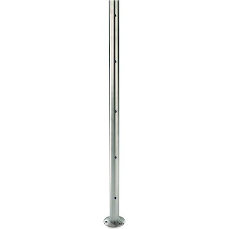 Poteau de garde corps inox 316 perçage traversant embase à visser au sol