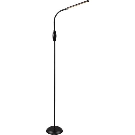 Lampada da terra a LED nera Lampada da terra con interruttore a sfioramento, braccio flessibile, colori della luce regolabili, 5W 700lm bianco caldo-bianco neutro, H 145 cm (1/5)