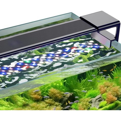 Clip on Aquarium Éclairage, 14W 24/7 Éclairage Aquarium LED pour 30-45cm Réservoir Planté, Full Spectrum Fish Tank Light Avec Moniteur, 10 Couleurs, Minuterie Réglable,3 Modes (1/5)