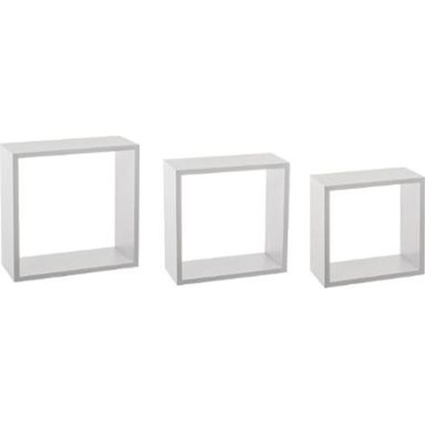 Lot de 3 Étagères Murales Carrées "Cube" 30cm Blanc (1/2)