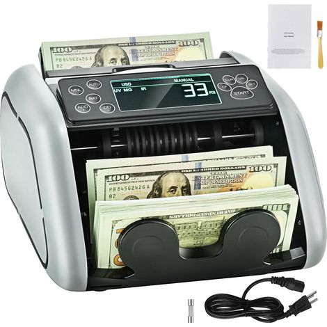 Banknotenzähler mit Falschgelderkennung, UV, MG, IR, DD, USD, EUR, LCD-Bildschirm, für kleine Unternehmen (1/5)