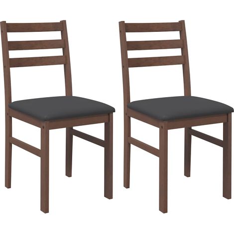 Lot de 2 Chaises à manger,Chaise de cuisine coussins marron bois massif caoutchouc CFW71316 (1/5)