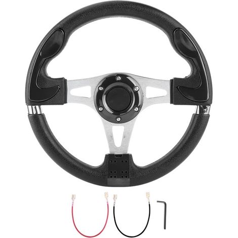 Volant, 12,5 Pouces de Voiture Universelle Sport Roule de Volant Voltige avec Cor avec une Corne de Carros para Carros pour la Plupart des Véhicules (BLACK) (1/5)