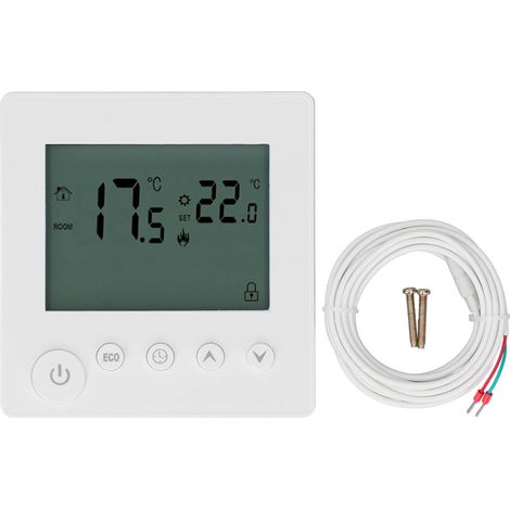 Eosnow Digitaler Thermostat, 4500 W, leistungsstarke elektrische Fußbodenheizung, Temperaturregelung für Büro, Einkaufszentrum, AC 90 V bis 240 V, Weiß
