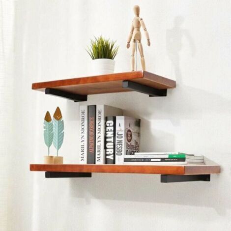 Supports Equerre Etagere 20 cm, Equerre Industrielle Etagere Murale Fixation Invisible Supports Vintage Equerre Murale Equerre Metallique Bricolage Noir avec Vis (2 Pi¨¨ces)