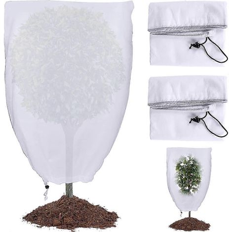 Lot de 2 housses de protection hivernales pour plantes, voiles de protection avec fermeture éclair pour arbres, palmiers, usage extérieur en hiver. Sac de rangement pour plantes de jardin. (1/5)