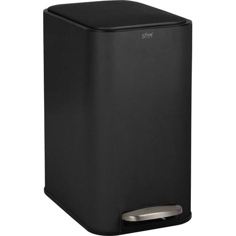 Schlanker, rechteckiger treteimer „delta“, 20 l, schwarz - 5five (1/5)