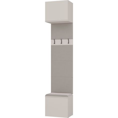 HAGA - Appendiabiti a 3 ganci - Guardaroba da ingresso con seduta 238x50x35 cm - Beige cashmere