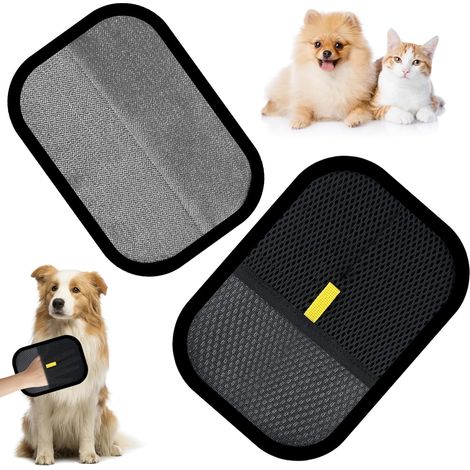Lot de 2 gants magnétiques double face pour chiens et chats, gants d'épilation pour poils d'animaux avec fonction antistatique, réutilisables, pour animaux de compagnie, vêtements, canapé (1/5)