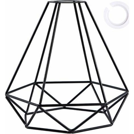 Black metal lampshade – Diamond cage shape – Dimensions 20x20x19 cm – For standard lighting fixtures – Easy installation (1/5)