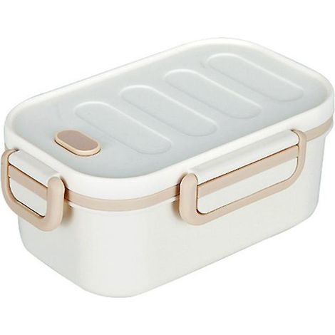 Boîte à lunch double couche en plastique PP avec fermeture, compartiment Crisp, boîte à lunch étudiante, récipient de rangement pour micro-ondes ( (1/5)