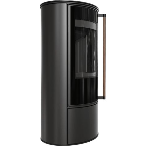KRATKI ERIK Ø150 5,5 kW Schwarz Termotec Ofen mit Griff aus Jatoba-Holz (1/5)