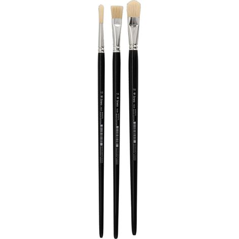 Set 634, set de pinceaux 3 pièces avec pinceau plat, pinceau rond et pinceau feutre, pinceaux fins d'artiste pour peinture à l'huile, peinture acrylique (1/3)