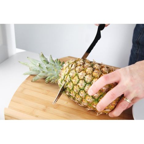 Coupe-Ananas - Plastique Jaune - Coupe Et Vide Ananas En Une Seule Opération - Pour Salades De Fruits Cocktails Et Desserts - 1 Pièce (1/4)