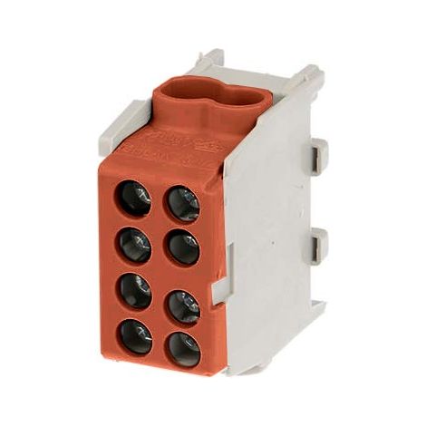 Bornier marron enclipsable sur rail DIN pour câble Phase