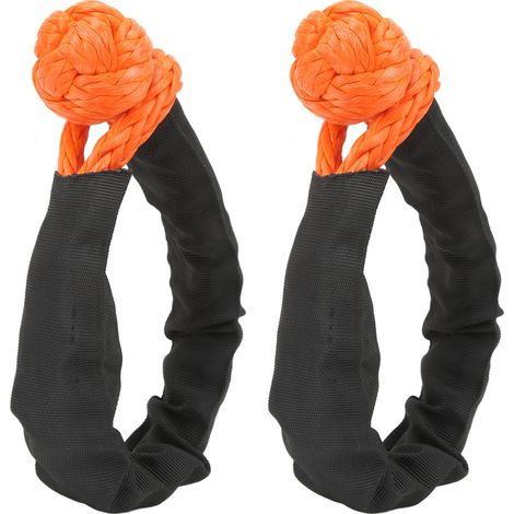 Corde de récupération 2 pièces 9 mm orange, sangle souple, force de traction 14 tonnes, portable et légère, pour bateau, camping et escalade (1/5)